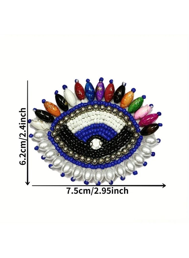 Style3 Handcrafted Beaded Devil Eye Patch Faux Leather Shoe Hat Decor Accessory - Image 5