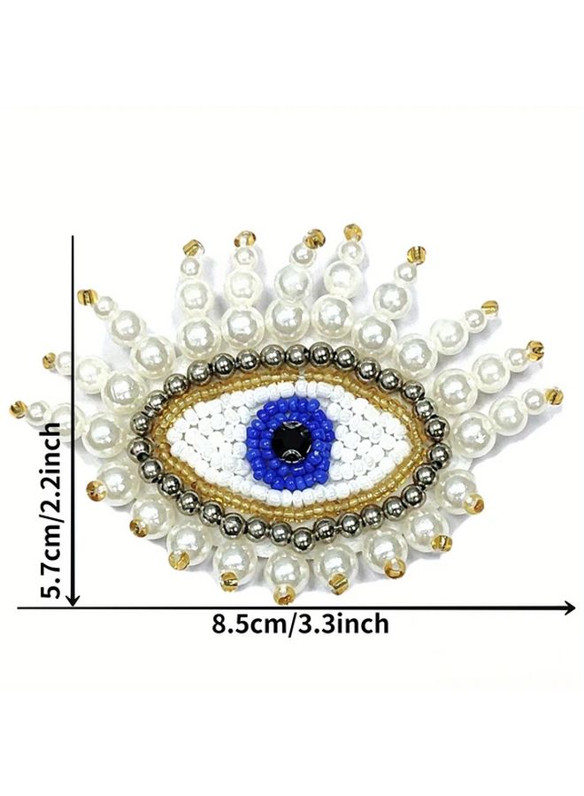 Style3 Handcrafted Beaded Devil Eye Patch Faux Leather Shoe Hat Decor Accessory - Image 4