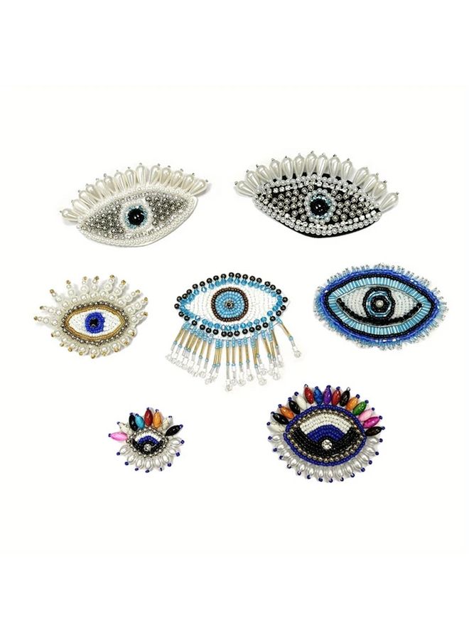 Style3 Handcrafted Beaded Devil Eye Patch Faux Leather Shoe Hat Decor Accessory - Image 2