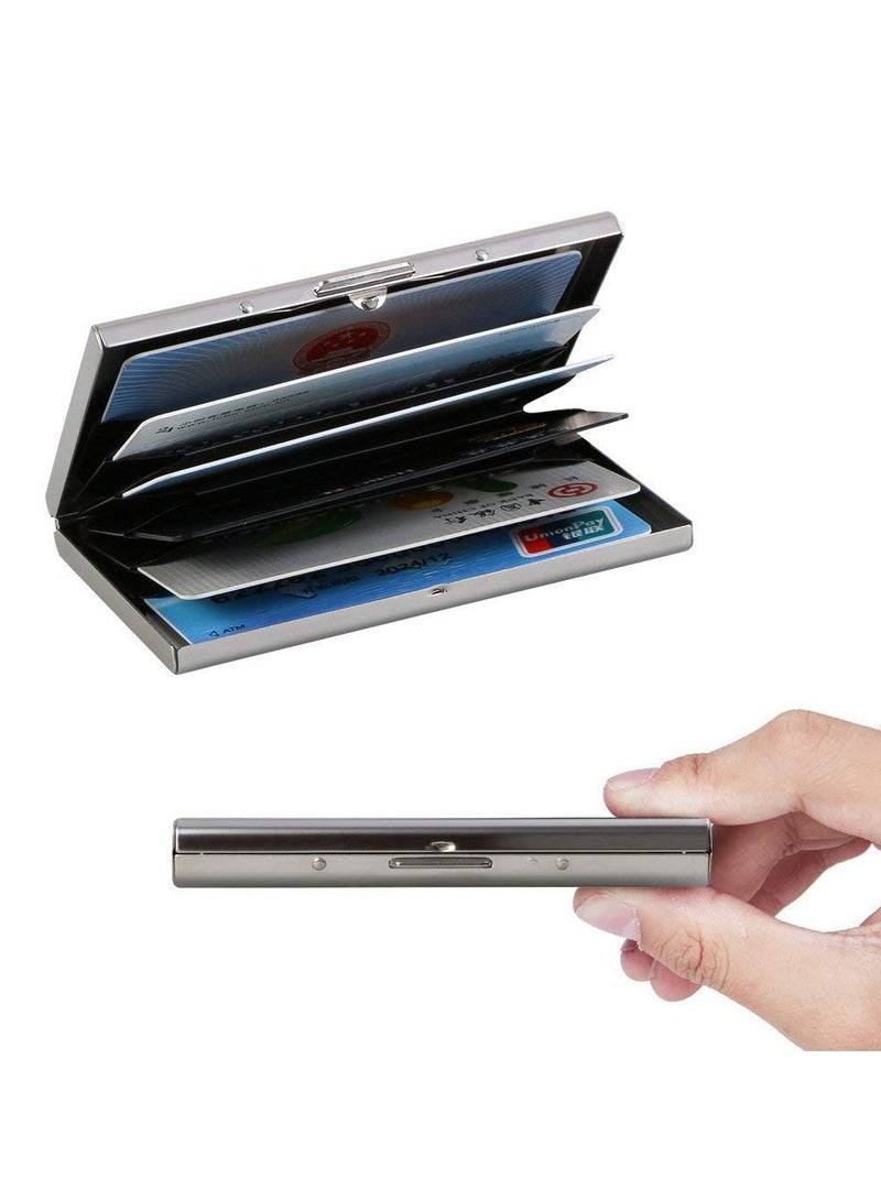 BreeJooy Metal card holder , ultra thin stainless steel RFID blocking credit card wallet for men & women. - Image 2