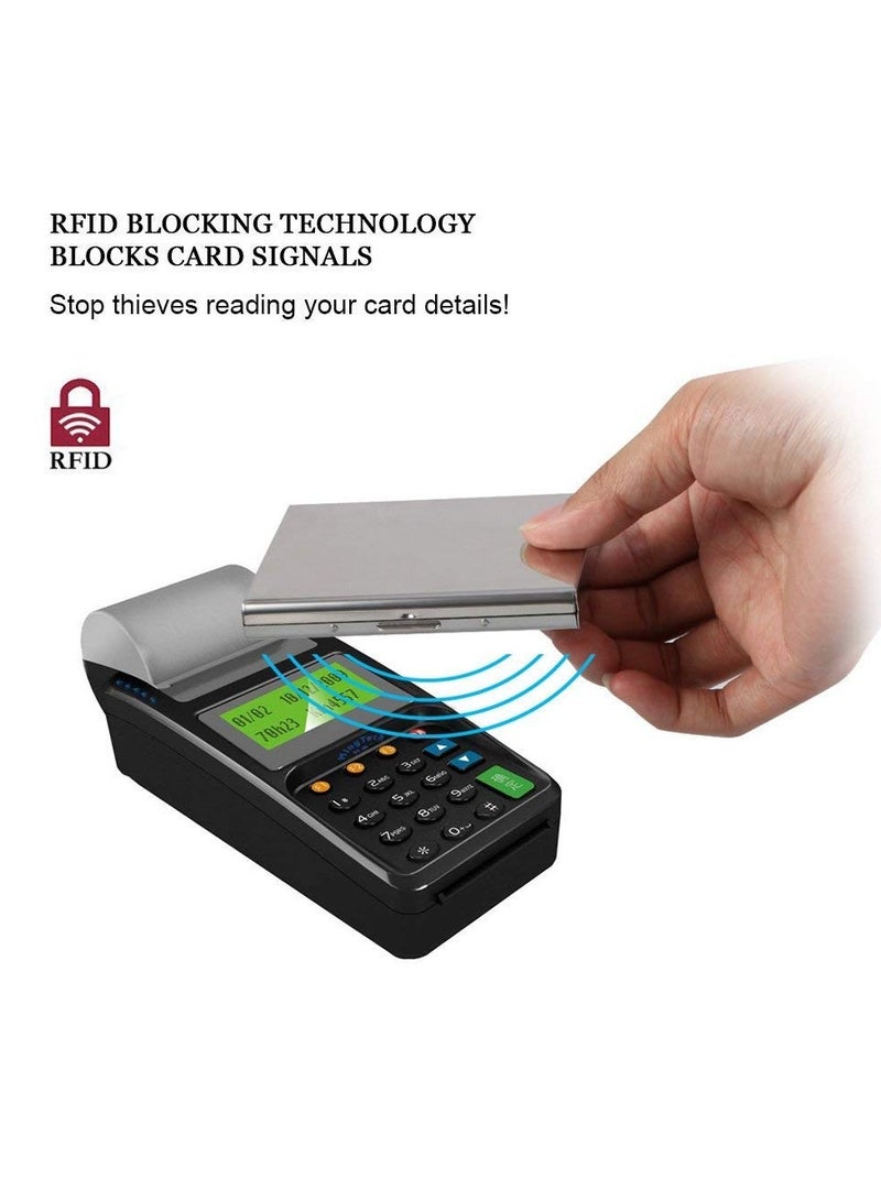 BreeJooy Metal card holder , ultra thin stainless steel RFID blocking credit card wallet for men & women. - Image 5
