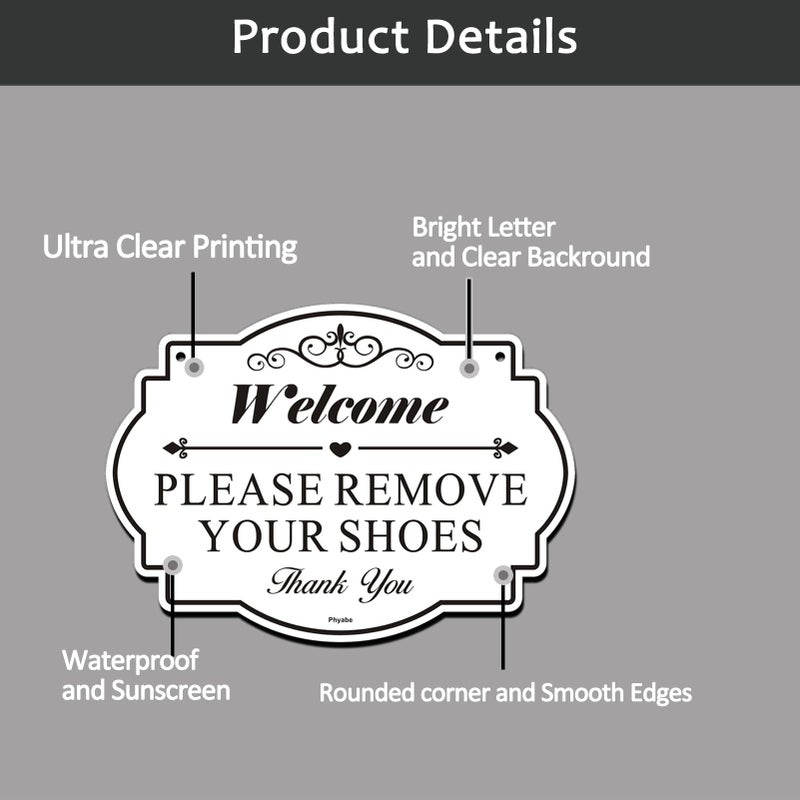 Phyabe 2 Pack Please Remove Your Shoes Sign, 10â€ x 7â€ Thick Acrylic Self-Adhesive Sign, Ideal for Hosts, Bars, Hotels, and Airbnb, Easy to Install - White - Image 3
