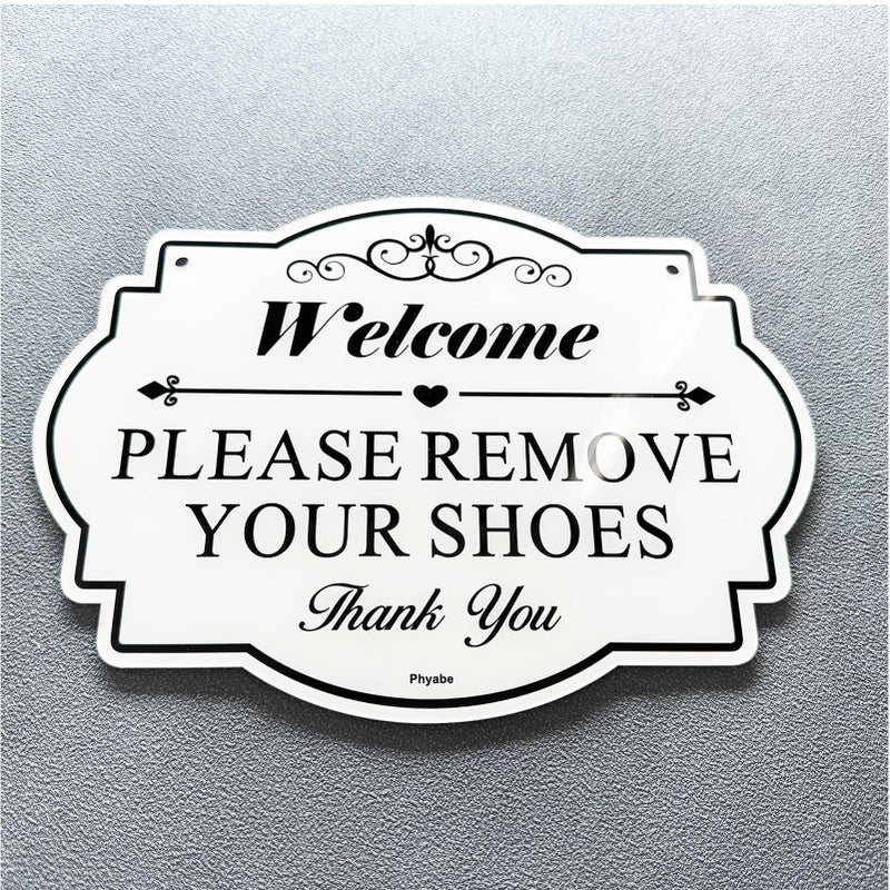 Phyabe 2 Pack Please Remove Your Shoes Sign, 10â€ x 7â€ Thick Acrylic Self-Adhesive Sign, Ideal for Hosts, Bars, Hotels, and Airbnb, Easy to Install - White - Image 5