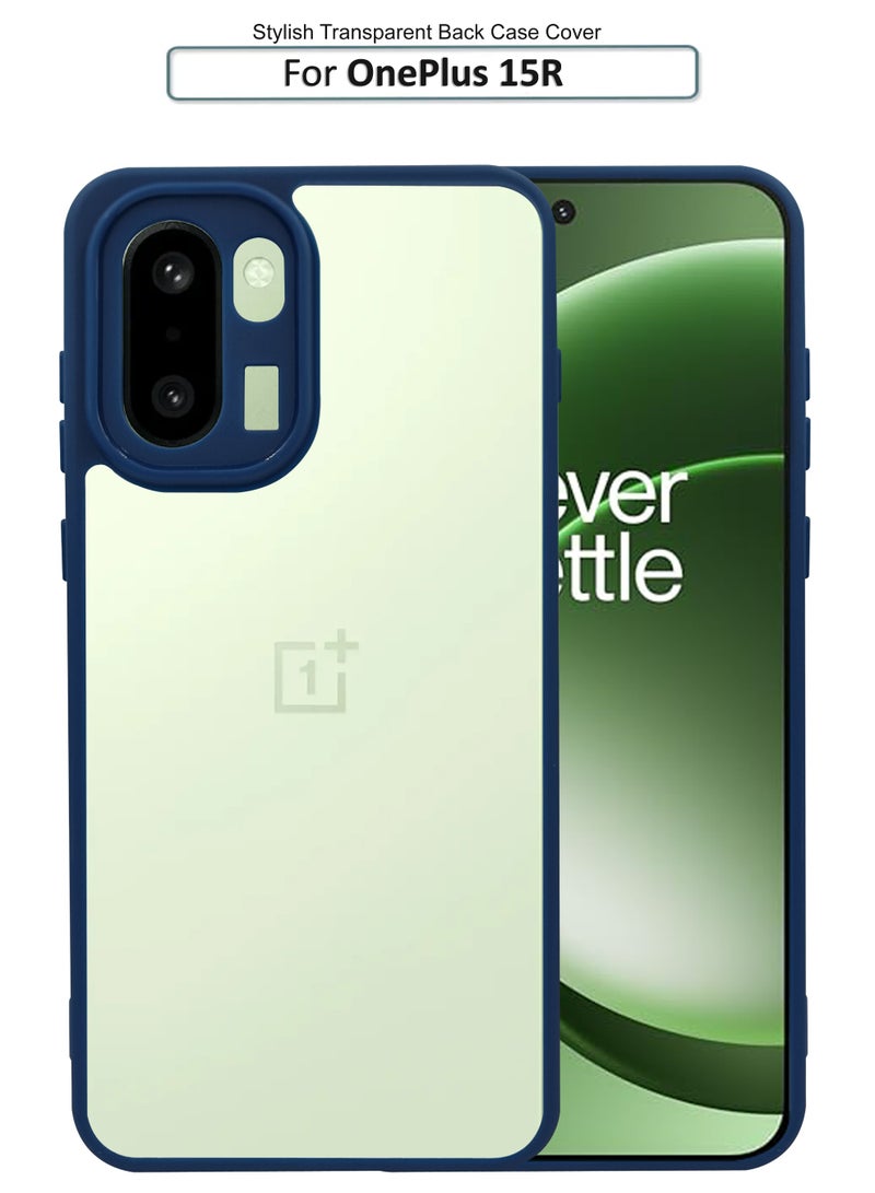 NAFCO OnePlus 15R - Hard Back Transparent Crystal Clear Case with Colourful TPU Bumper & Drop Protection Case Cover - Blue - Image 1