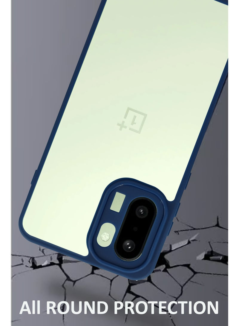 NAFCO OnePlus 15R - Hard Back Transparent Crystal Clear Case with Colourful TPU Bumper & Drop Protection Case Cover - Blue - Image 4
