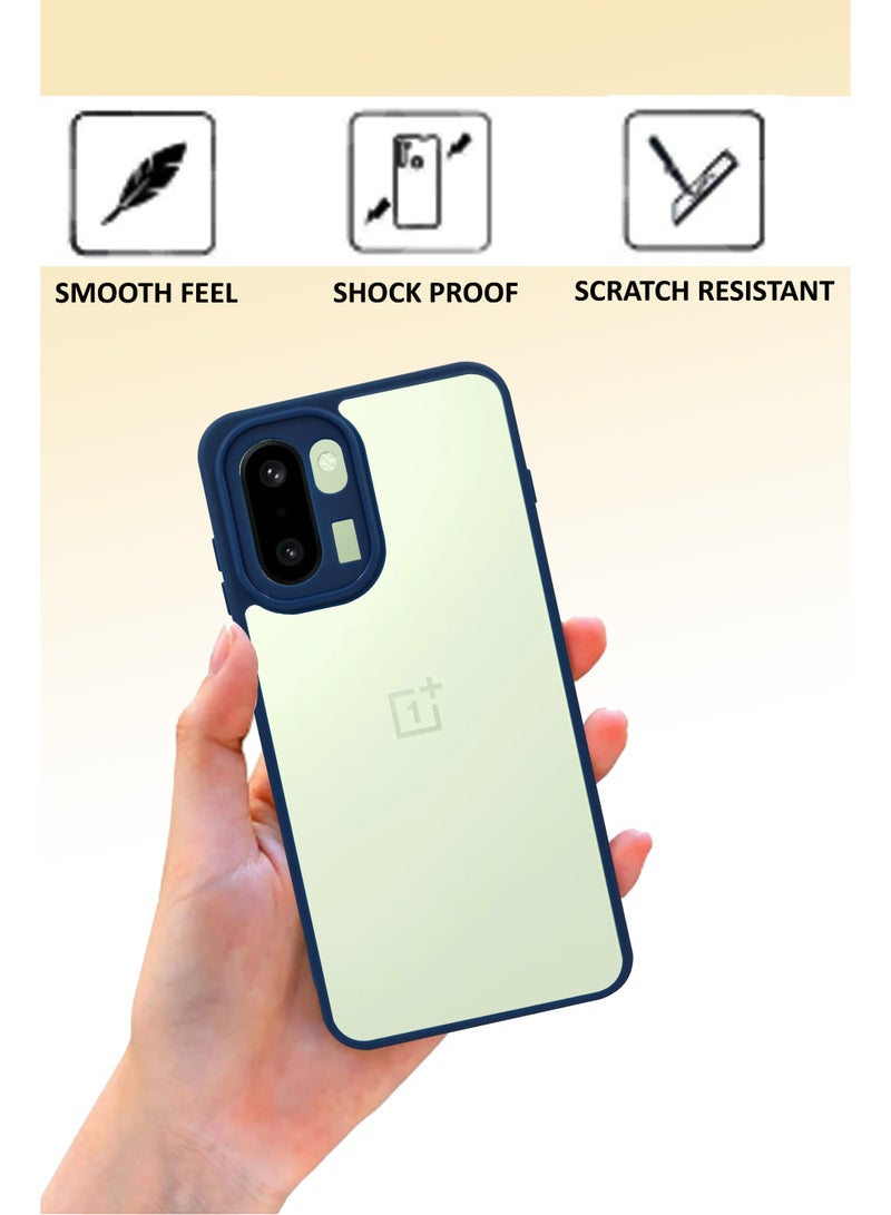 NAFCO OnePlus 15R - Hard Back Transparent Crystal Clear Case with Colourful TPU Bumper & Drop Protection Case Cover - Blue - Image 3