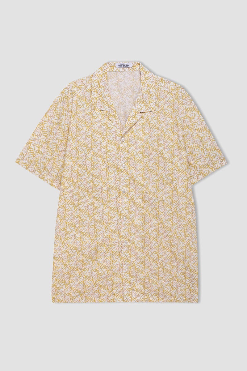 DeFacto Man Regular Fit Resort Collar Printed Short Sleeve Shirt  - Image 1