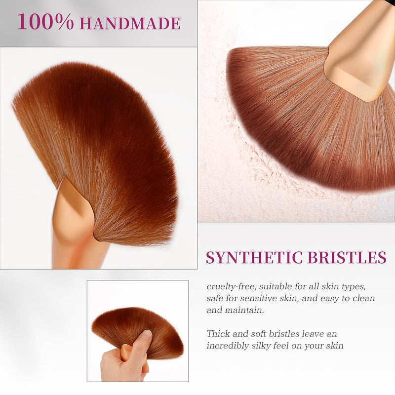 docolor Fan Brush Finishing Powder Brush Multi-use Brush For Face and body Professional Makeup Brush for Salon Use Perfect For Spray Tan Powder Highlighting Blush Powder Bronzer Contour - Image 2