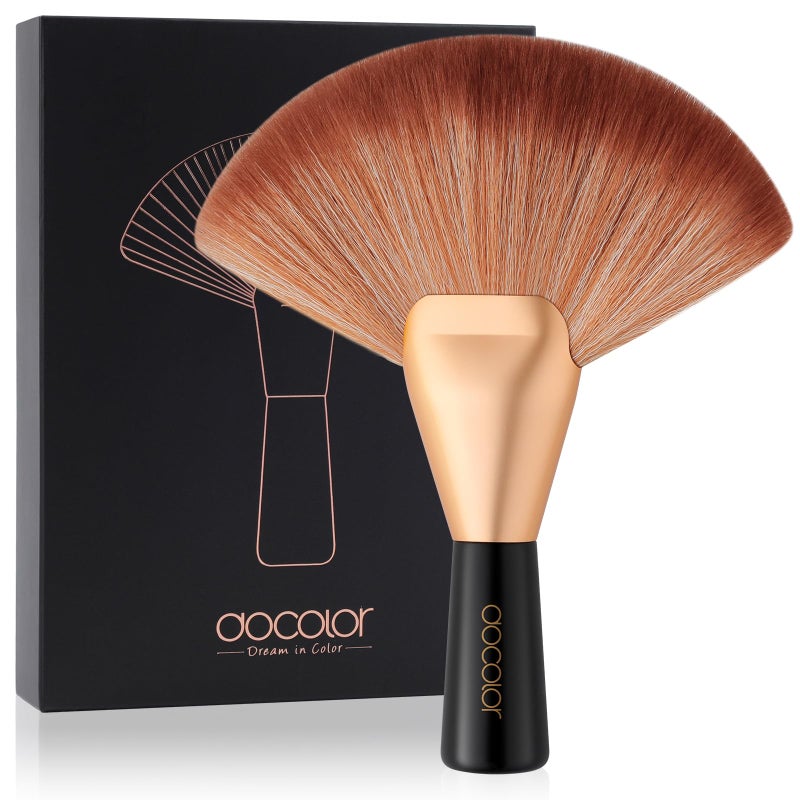 docolor Fan Brush Finishing Powder Brush Multi-use Brush For Face and body Professional Makeup Brush for Salon Use Perfect For Spray Tan Powder Highlighting Blush Powder Bronzer Contour - Image 1