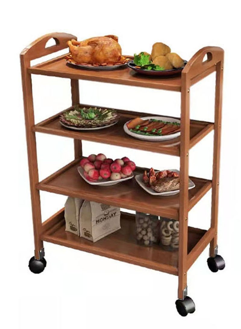 LINGWEI Bamboo Serving Cart Kitchen Storage Trolly - Image 2