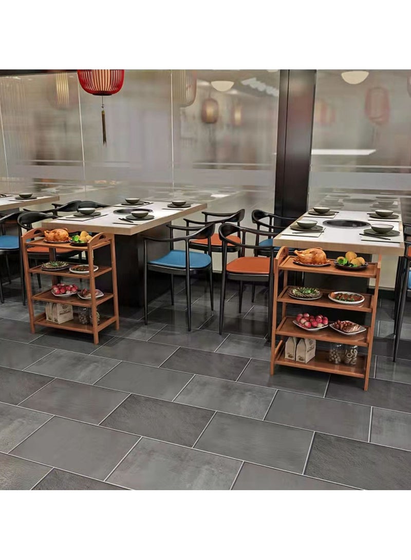 LINGWEI Bamboo Serving Cart Kitchen Storage Trolly - Image 4