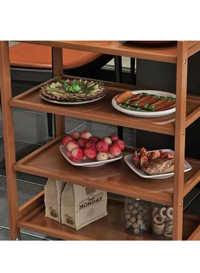 LINGWEI Bamboo Serving Cart Kitchen Storage Trolly - Image 5