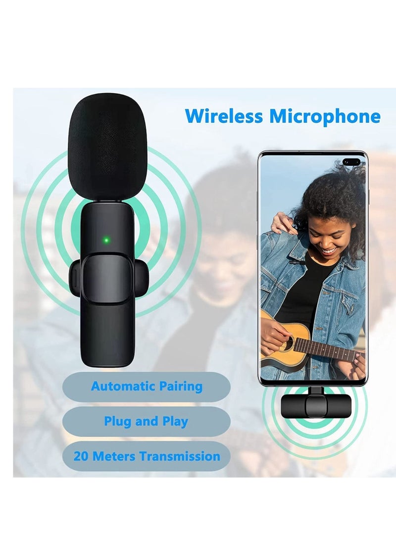 Wireless Lavalier Microphone Suitable for Lightning and Type C Interface Mobile Phones Black  - Image 2
