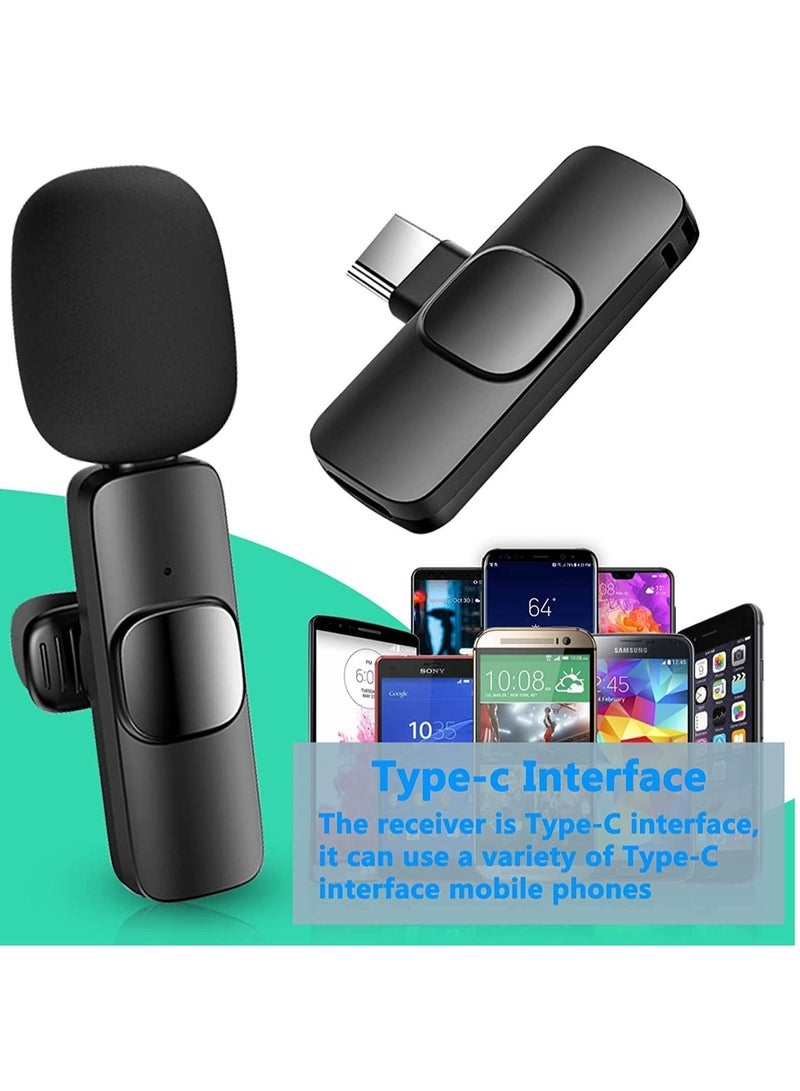 Wireless Lavalier Microphone Suitable for Lightning and Type C Interface Mobile Phones Black  - Image 1