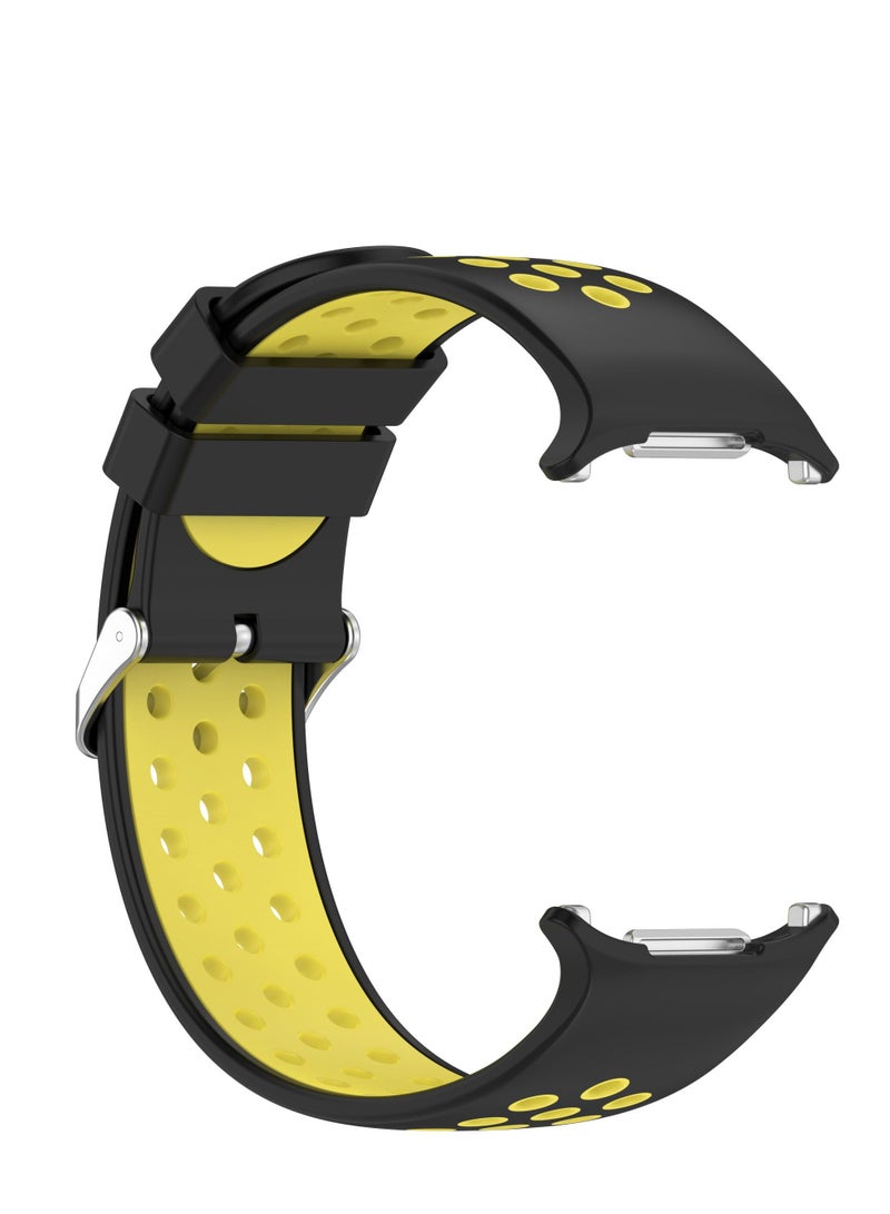 Strap Compatible with Sansung Watch Ultra 47mm TPU Soft Silicone Anti-Slip Adjustable Replacement Strap -Black Yellow - Image 4