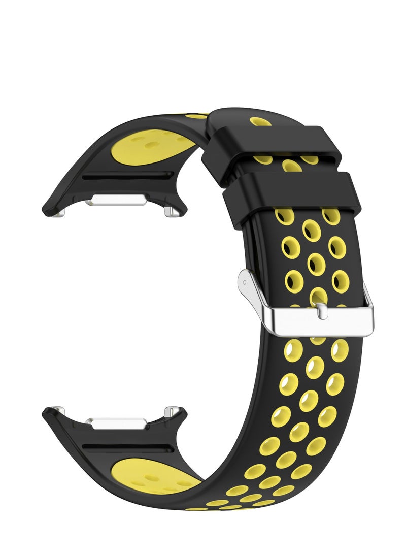Strap Compatible with Sansung Watch Ultra 47mm TPU Soft Silicone Anti-Slip Adjustable Replacement Strap -Black Yellow - Image 5
