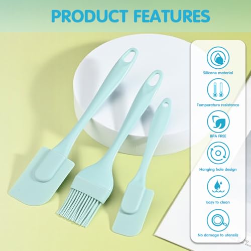 Supvox® 3pcs Blue Non Stick Silicone Spatula Set - Small Spatula, Small Spoon Silicone Brush for Oiling Multipurpose Utensils for Mixing, Folding, Brushing & Cooking - Image 4