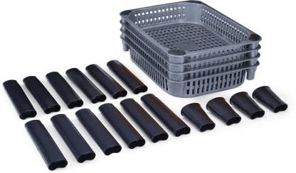 PULSBERY رف تخزين مطبخ بلاستيكي متعدد الاستخدامات 4 طبقات فضي - Image 4