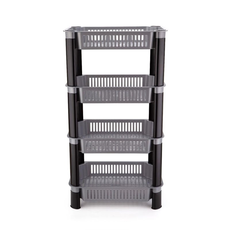 PULSBERY رف تخزين مطبخ بلاستيكي متعدد الاستخدامات 4 طبقات فضي - Image 2