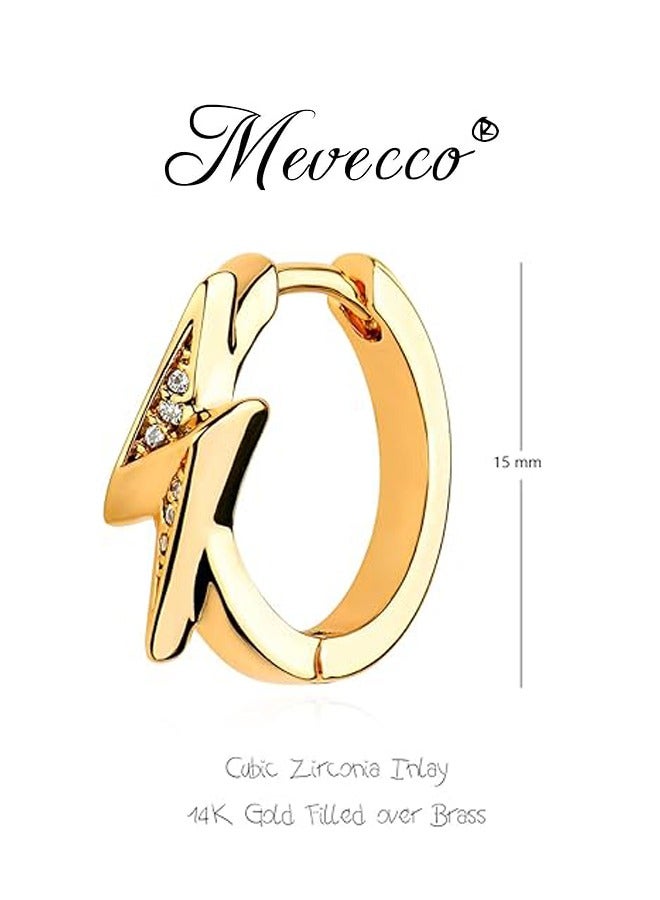 Mevecco Women Huggie Hoop Earrings Gold Ear Stud Cuff 14K Gold Filled Small Boho Beach Simple Delicate Handmade Hypoallergenic Jewelry Gift - Image 4