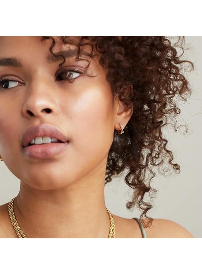 Mevecco Women Huggie Hoop Earrings Gold Ear Stud Cuff 14K Gold Filled Small Boho Beach Simple Delicate Handmade Hypoallergenic Jewelry Gift - Image 2