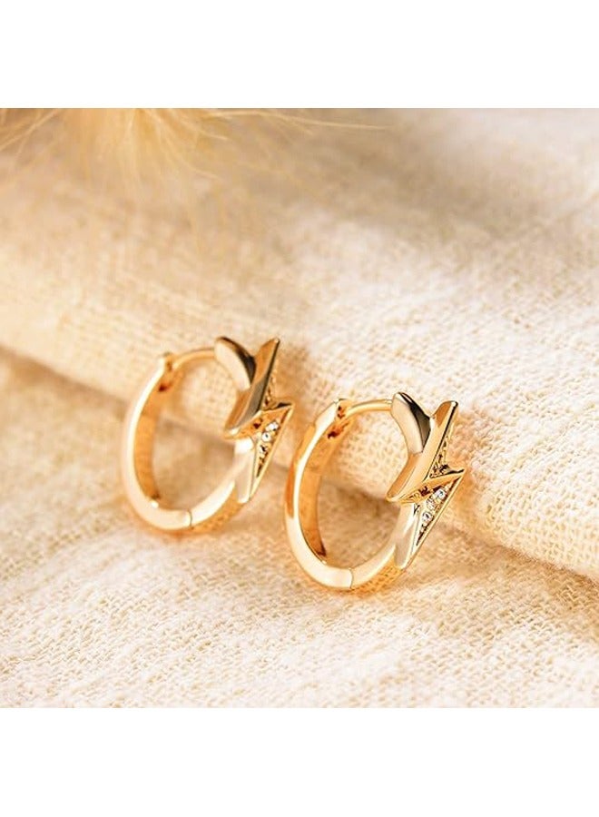 Mevecco Women Huggie Hoop Earrings Gold Ear Stud Cuff 14K Gold Filled Small Boho Beach Simple Delicate Handmade Hypoallergenic Jewelry Gift - Image 5