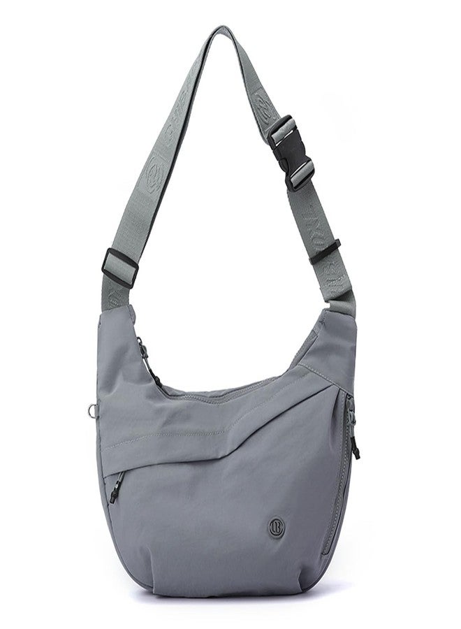 BEFUNIRISE Nylon Crescent Crossbody Luna Bag for Women Men Moon Shoulder Spacious Lightweight Sling Casual Hobo Dumpling Purses, Gray, Medium - Image 1