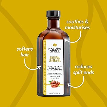 Nature Spell Jojoba Oil for Hair Skin 150ml Hair Oil for Dry Damaged Hair Targets Hair Loss Acne Treats Scarring Suitable all Hair Skin Types - Image 2