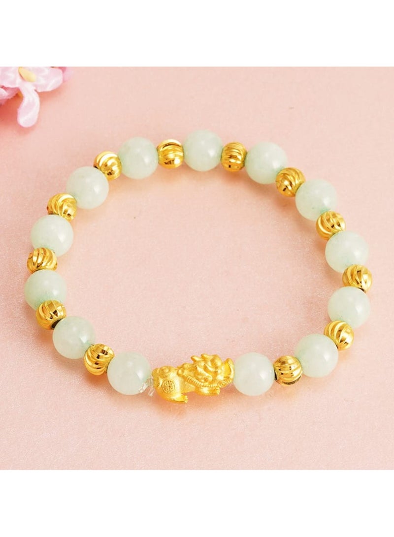 Beaded Bracelet for Women, Bracelet Feng Shui Wealth Pixiu/Piyao Buddha Beads Bracelet Natural Black Obsidian Garnet Gemstone Energy Bracelet Adjustable Ward Off Evil Spirits for Women Girl 