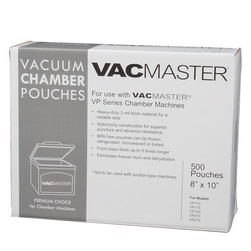 VacMaster 40722 3-Mil Vacuum Chamber Pouches, 8-Inch by 10-Inch, 500 per Box