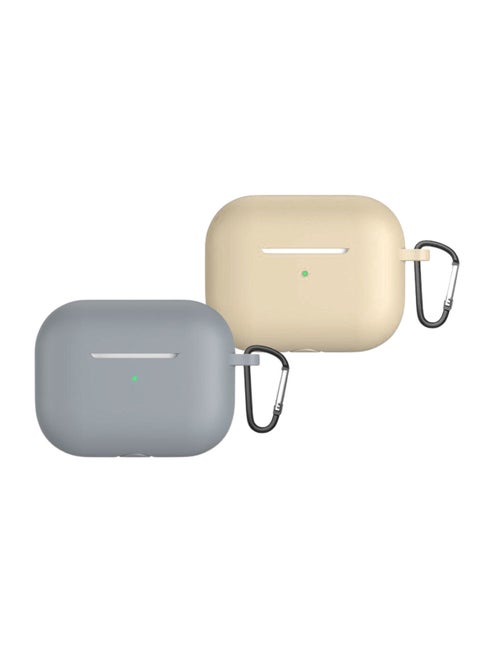 2022 New For Airpods Pro 2nd Generation Case Cover dustproof with hook anti-lost Protector for AirPods Pro2 Waterproof Cases Beige with Grey (set of 2)