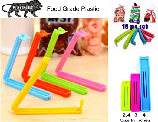 Anshri 18 Pcs 3 Different Size Plastic Food Snack Bag Pouch Clip Sealer Large Medium Small Plastic Snack Seal Sealing Bag Clips Vacuum Sealer Set of 18 MultiColor Multicolor - Image 2