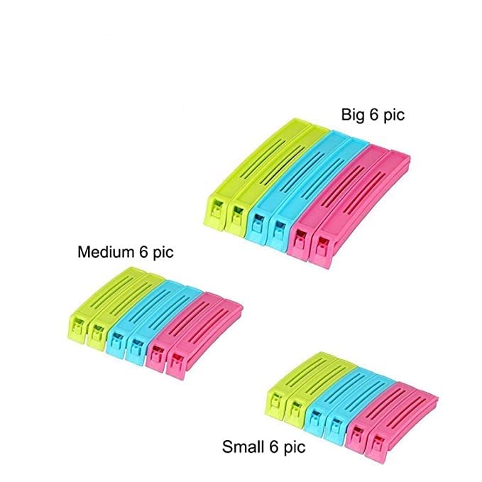 Anshri 18 Pcs 3 Different Size Plastic Food Snack Bag Pouch Clip Sealer Large Medium Small Plastic Snack Seal Sealing Bag Clips Vacuum Sealer Set of 18 MultiColor Multicolor - Image 3