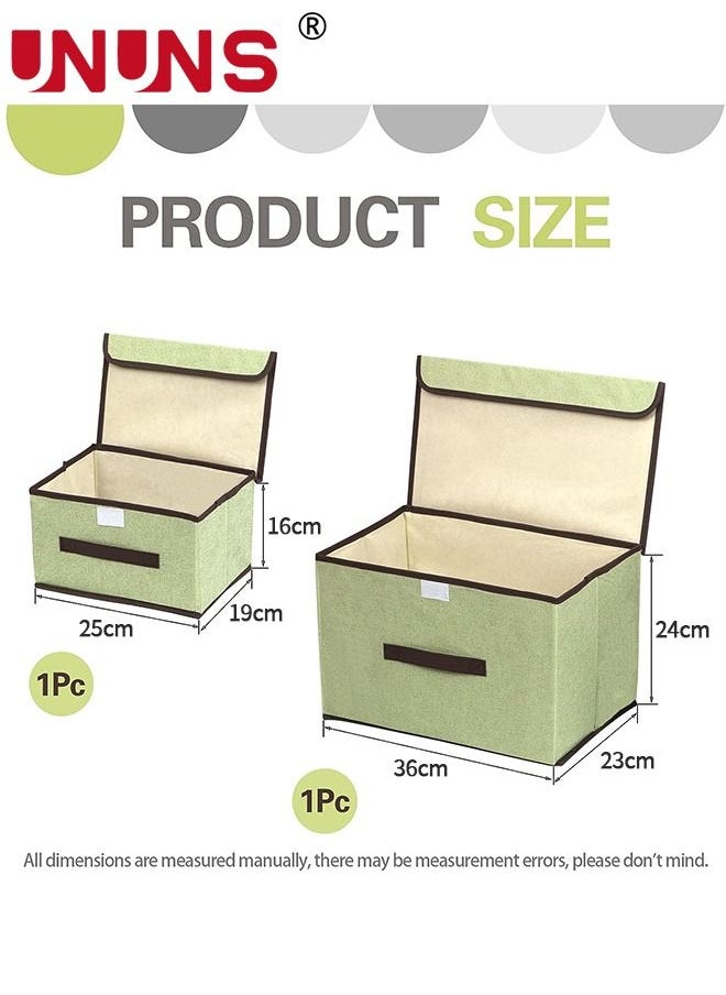 Set Of 4 Foldable Storage Box,Linen Large Collapsible Fabric Stroage Box With Lids Kit,Washable Fabric Storage Bins For Home Office Storage