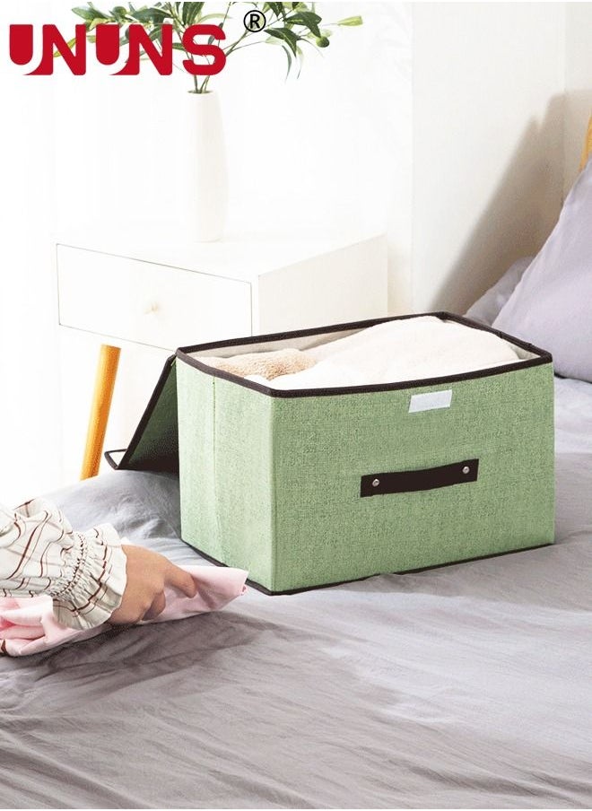 Set Of 4 Foldable Storage Box,Linen Large Collapsible Fabric Stroage Box With Lids Kit,Washable Fabric Storage Bins For Home Office Storage