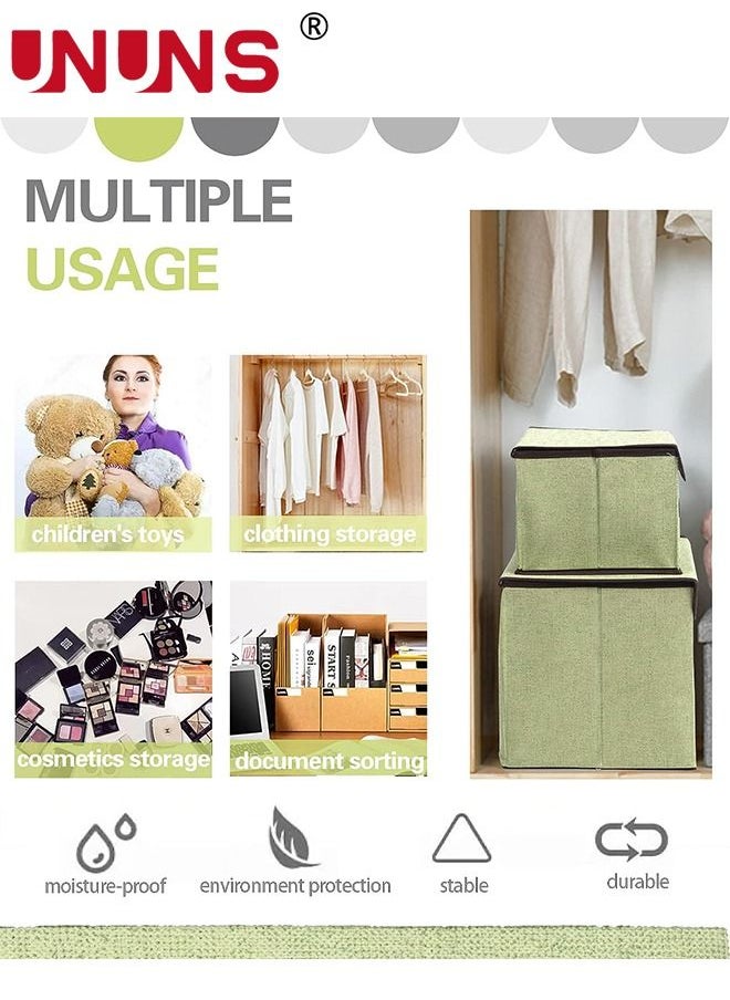 Set Of 4 Foldable Storage Box,Linen Large Collapsible Fabric Stroage Box With Lids Kit,Washable Fabric Storage Bins For Home Office Storage
