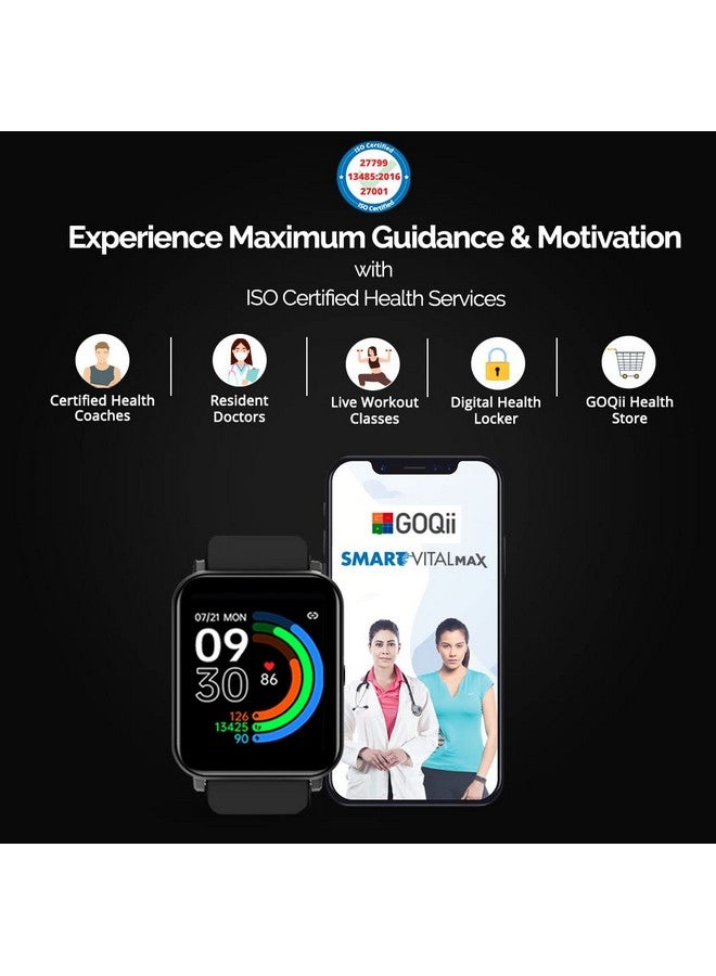 GOQii GOQii Smart Vital MAX SpO2 1.69'' HD Full Touch, Smart Notification, Waterproof, IP68, Smartwatch for Smart Phones, Blood Oxygen, Sports & Sleep Tracking with 3 Months Personal Coaching- Black - Image 5