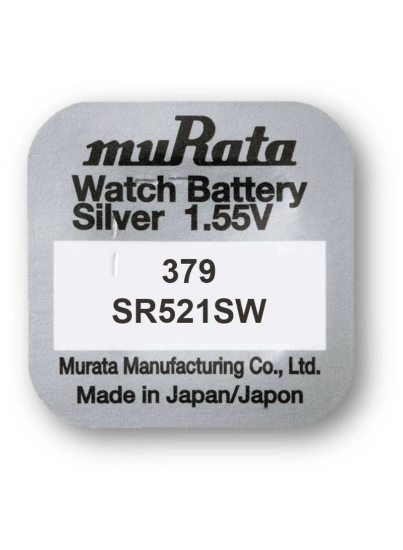 muRATA 10-Pieces Murata 379 / SR521SW Silver Oxide 1.55V Watch Batteries  - Image 2