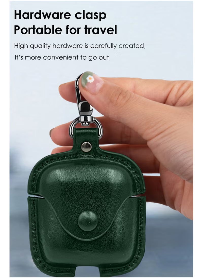 Waldic Huawei Freebuds SE 3 Premium Leather Protective Case Cover For Huawei Freebuds SE 3 (Front LED Visible) | Shockproof Full-Body Protective Case Cover for Huawei Freebuds SE 3 with Keychain (Airpods Not Included) - Green - Image 2