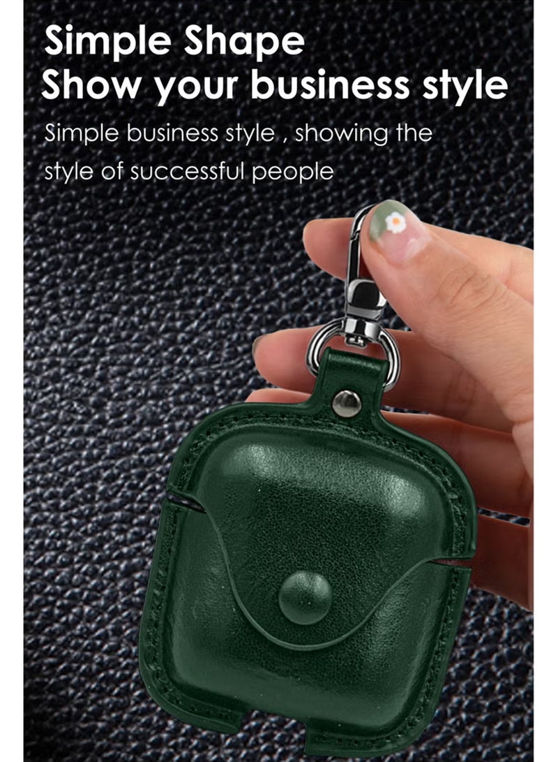 Waldic Huawei Freebuds SE 3 Premium Leather Protective Case Cover For Huawei Freebuds SE 3 (Front LED Visible) | Shockproof Full-Body Protective Case Cover for Huawei Freebuds SE 3 with Keychain (Airpods Not Included) - Green - Image 3