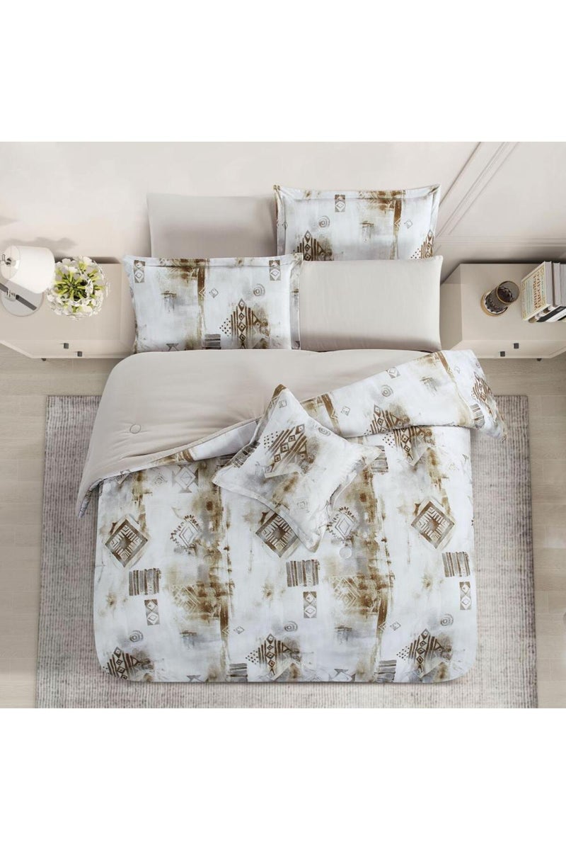 ميلين طقم مفرش سرير صيفي مفرد ونص وجهين - 4 قطع - يناسب سرير بمقاس 200x120 - سيلون - كريمي - بيج - Image 3