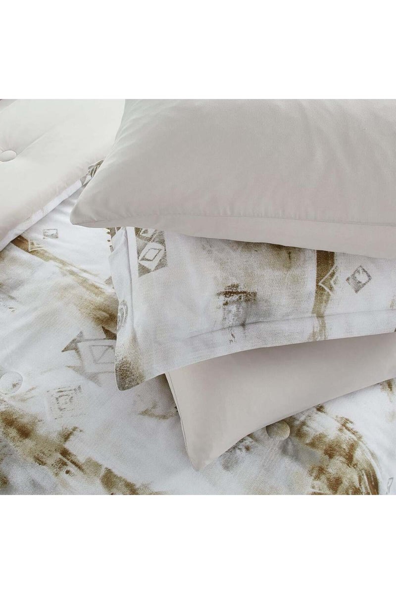 ميلين طقم مفرش سرير صيفي مفرد ونص وجهين - 4 قطع - يناسب سرير بمقاس 200x120 - سيلون - كريمي - بيج - Image 5