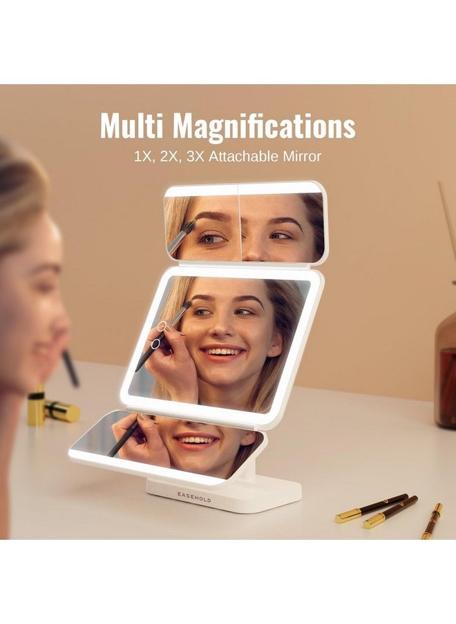 EASEHOLD - Makeup Mirror With Lights, Rechargable Lighted Vanity Mirror With 116 Leds, 1X/2X/3X Magnifying, 3-Color Mirror With Led Lights,5000 Mah Lighted Makeup Mirror, Adjustable Brightness/Angle - Image 1