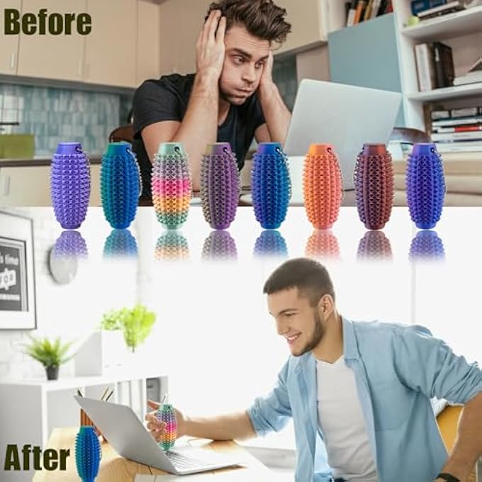Deiviko 2PCS Upgrade Little Ouchies Pain Stim Fidget, 3D Printed Fidget Toys Anxiety Relief Items, Grippie Stim Keychain, Stim Toys for Autistic Adults, Hard Spiky Sensory Toys, Novelty Gifts for Friends - Image 2