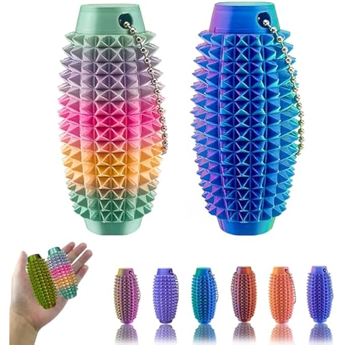 Deiviko 2PCS Upgrade Little Ouchies Pain Stim Fidget, 3D Printed Fidget Toys Anxiety Relief Items, Grippie Stim Keychain, Stim Toys for Autistic Adults, Hard Spiky Sensory Toys, Novelty Gifts for Friends - Image 1