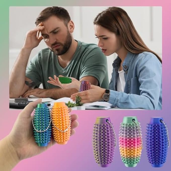 Deiviko 2PCS Upgrade Little Ouchies Pain Stim Fidget, 3D Printed Fidget Toys Anxiety Relief Items, Grippie Stim Keychain, Stim Toys for Autistic Adults, Hard Spiky Sensory Toys, Novelty Gifts for Friends - Image 3