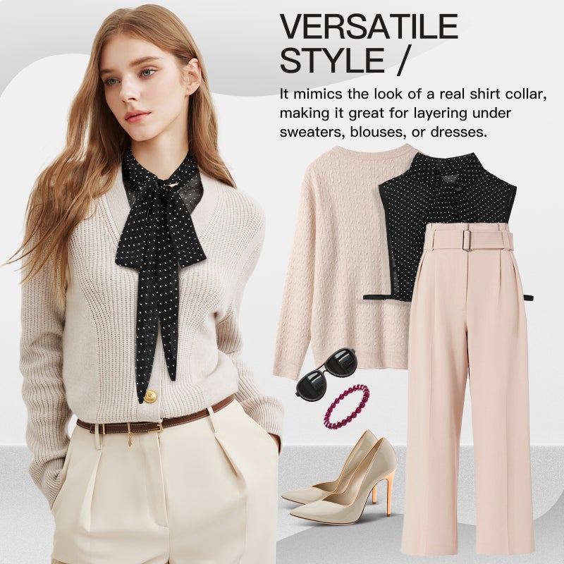 Women's Detachable Lace Collar Blouse Fake Collar Removable Half Shirt Collar Decorative Collar for Versatile Outfits - Image 3