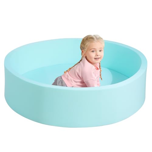 TRENDBOX Extra Large Soft Foam Ball Pit 512 x 118 NO Balls in Large Sponge Round Ball Pool Indoor Round Ball Pits Children Toddler Playpen  Light Blue - Image 1
