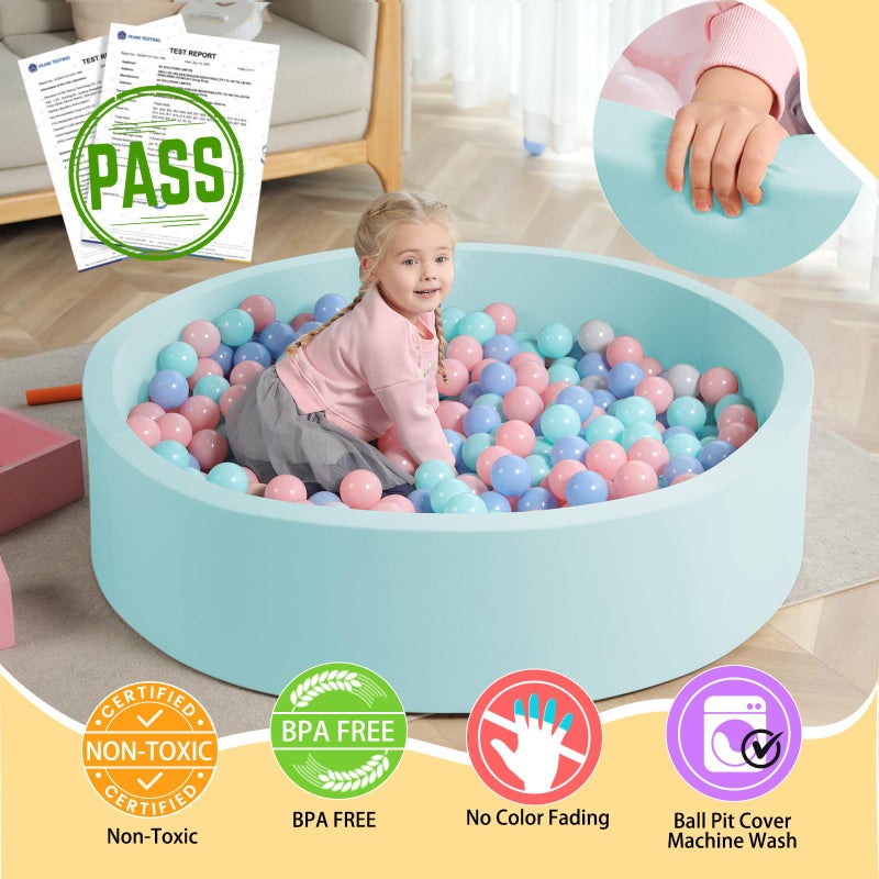 TRENDBOX Extra Large Soft Foam Ball Pit 512 x 118 NO Balls in Large Sponge Round Ball Pool Indoor Round Ball Pits Children Toddler Playpen  Light Blue - Image 3