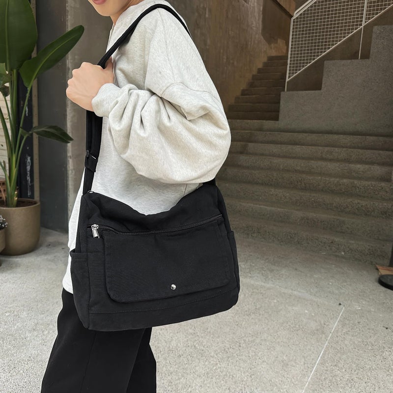 PRAGARI Canvas Messenger Bag for Women Hobo Crossbody Shoulder Bag Vintage Satchel Tote Handbag with Multiple Pockets - Image 3